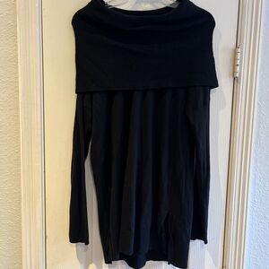 Caslon Plus Women Black SideSlit 3 in 1 Convertible Cowl Neck Tunic Sweater, L